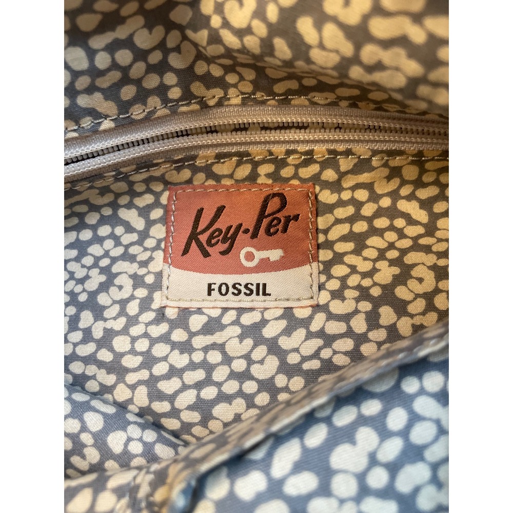 Fossil Key-Per Retro Floral Coated Canvas Tote Brown Leather Trim Multi-Color - Picture 9 of 14